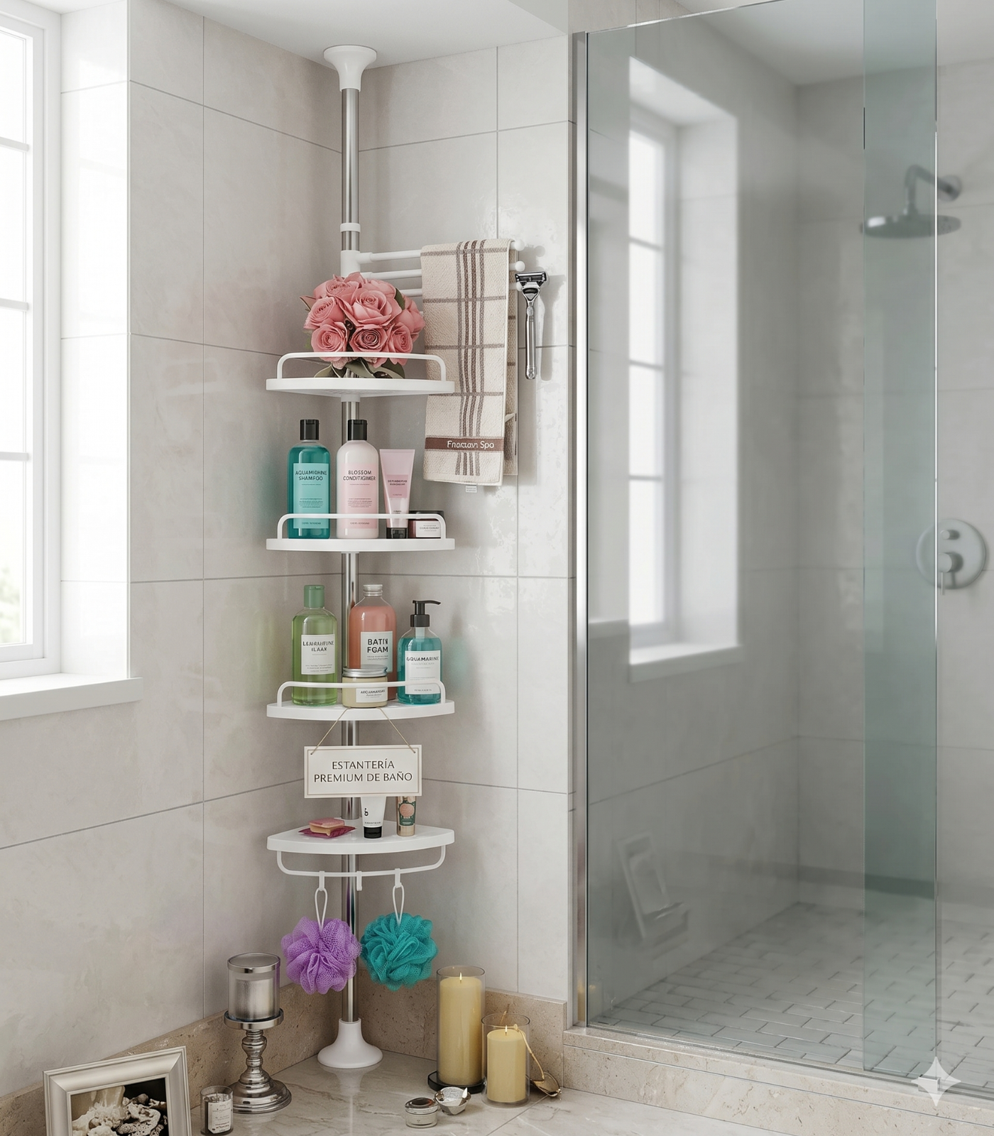 Repisa Esquinera Retractil De Baño