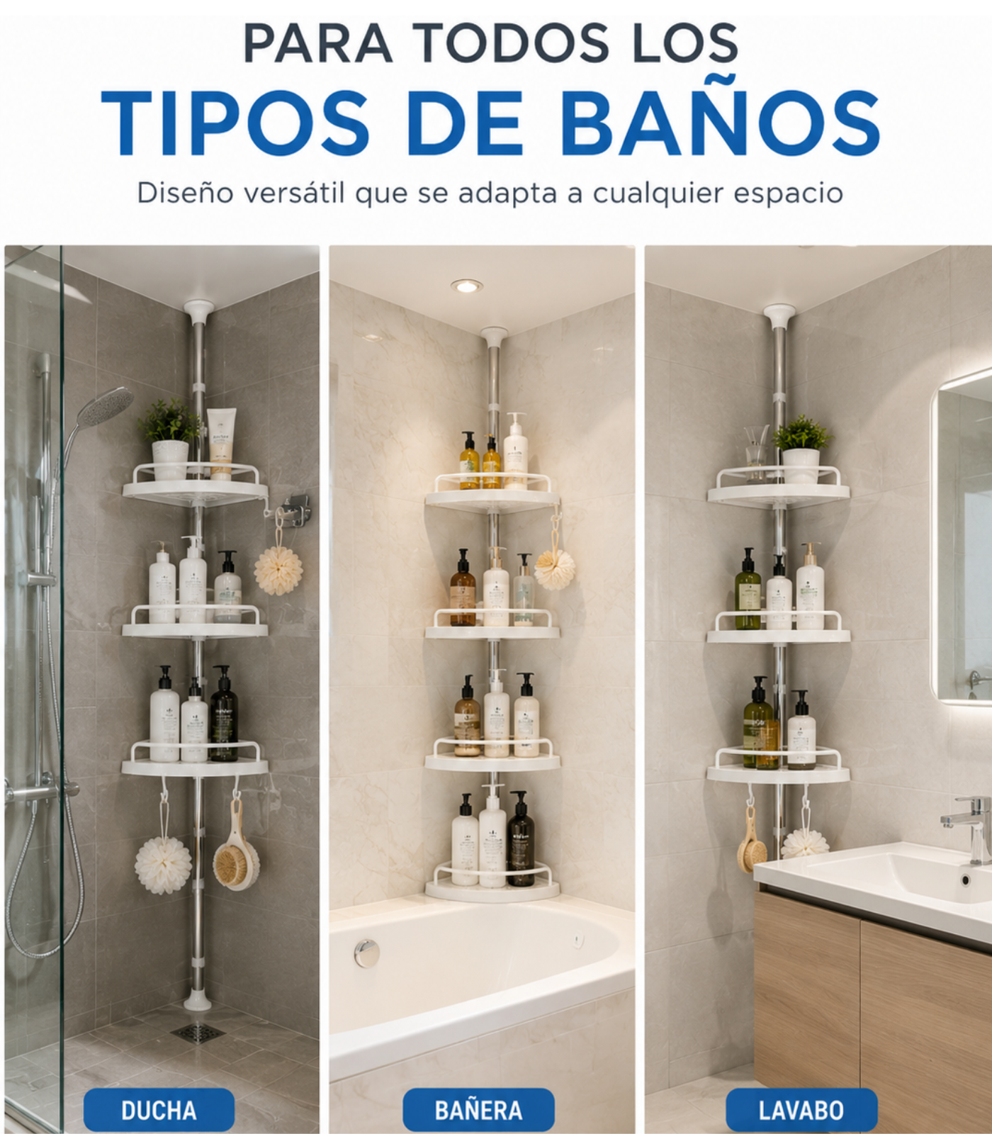 Repisa Esquinera Retractil De Baño