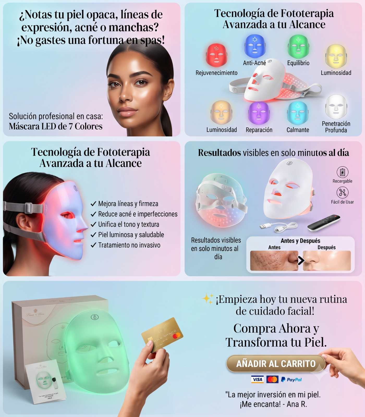 Mascara Facial De Terapia Luz Led