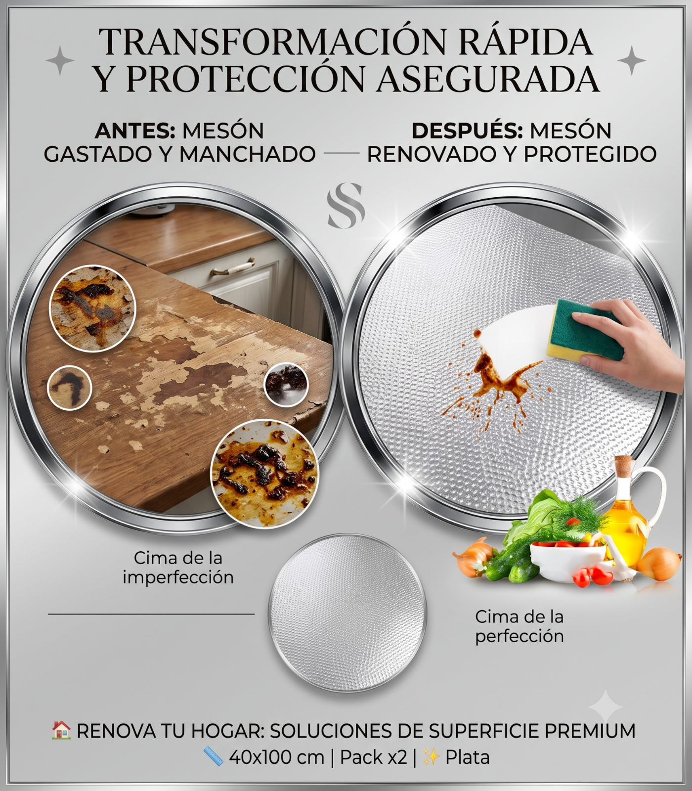 Papel de Aluminio Autoadhesivo de Cocina