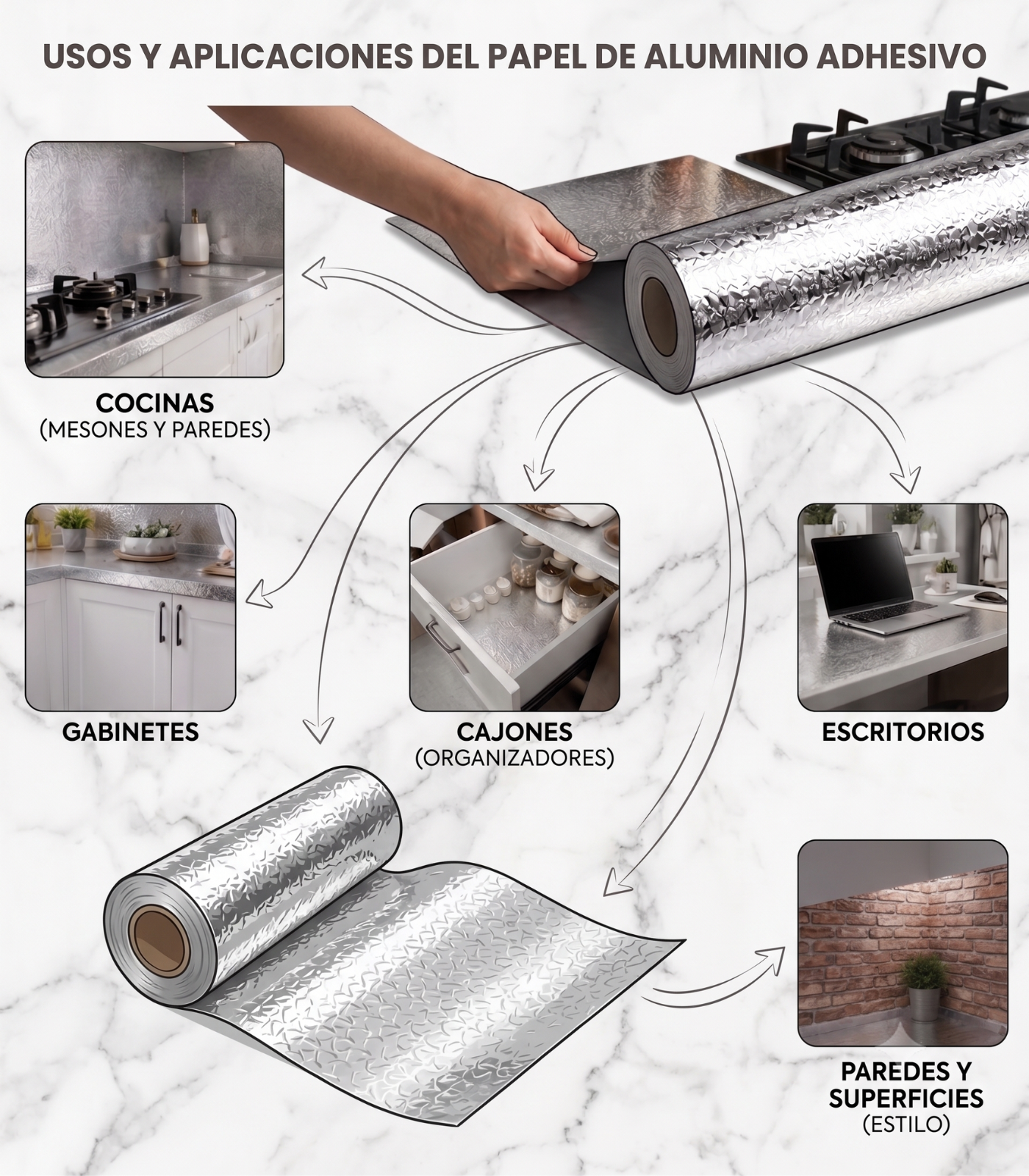 Papel de Aluminio Autoadhesivo de Cocina