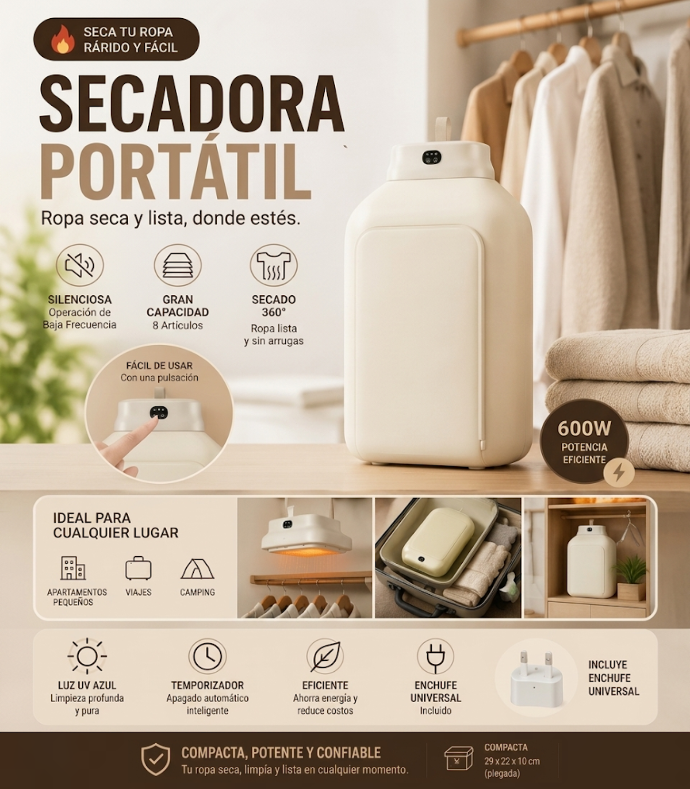 Secadora Ropa Portátil